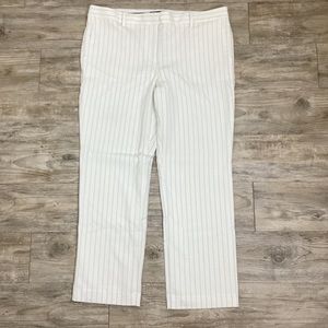 024. Ann Taylor White Black Thin Stripes Flat Front Trouser Pant Straight Cut